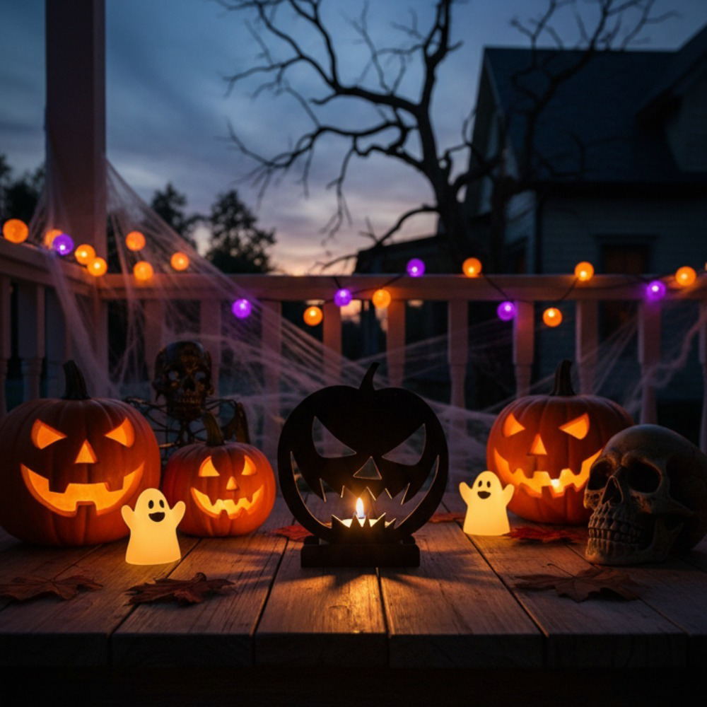 Gothic Pumpkin Metal Candle Holder - view 5
