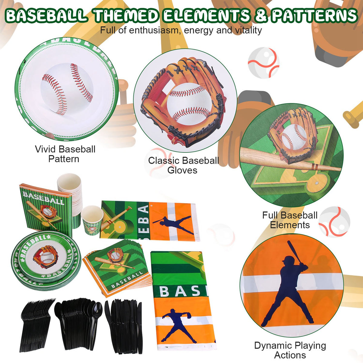 Baseball Party Supplies Kit, 171 Pieces - view 6