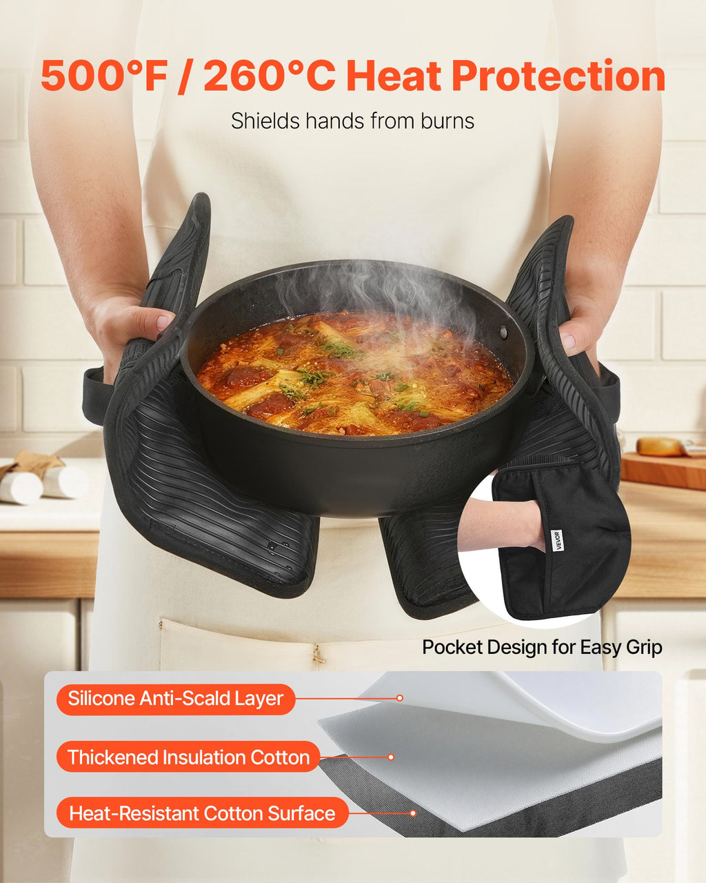 Cotton Pot Holders with Silicone Grip - view 2