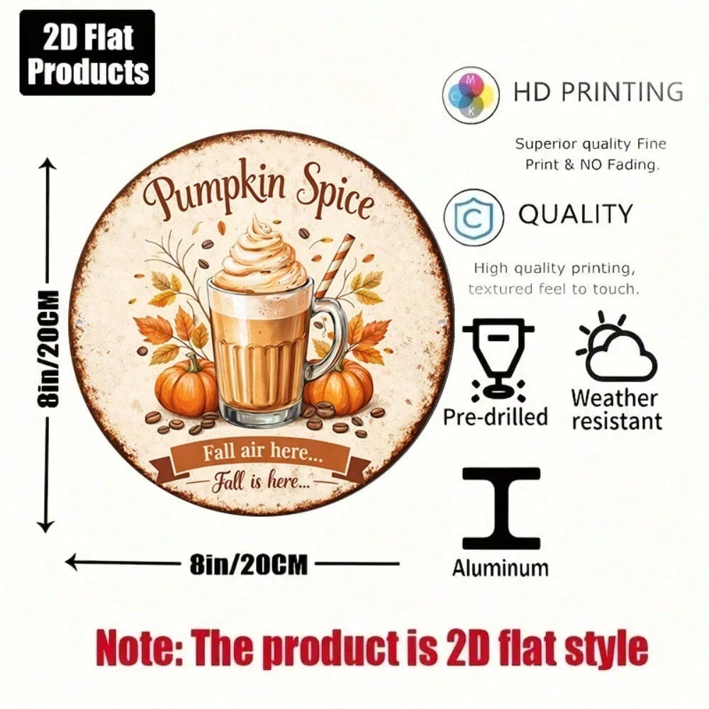 Pumpkin Spice Round Metal Fall Sign - view 7