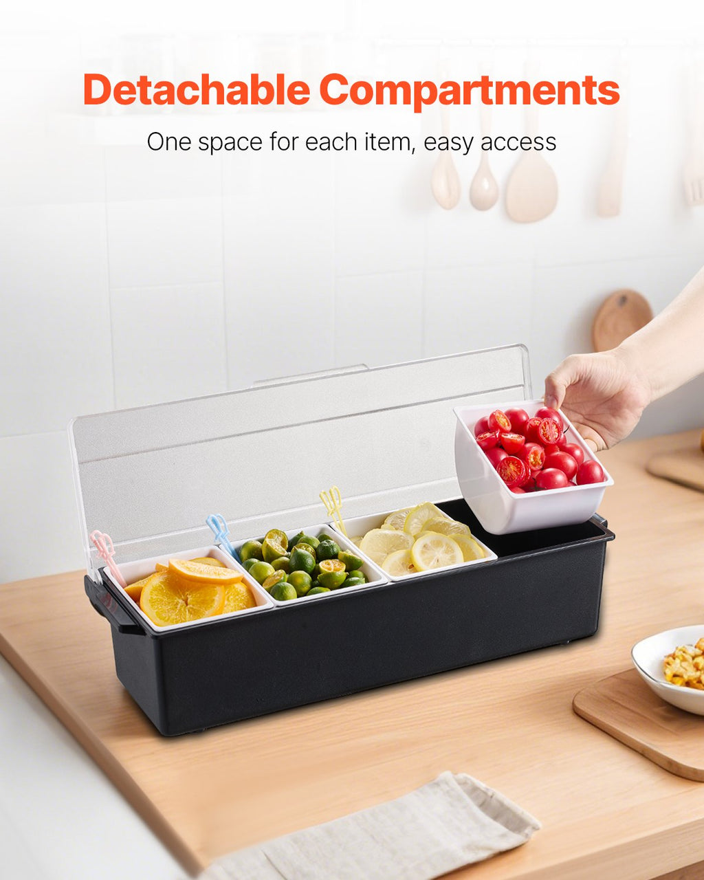 Chilled Condiment Server with 4 Compartments and Lid - view 4