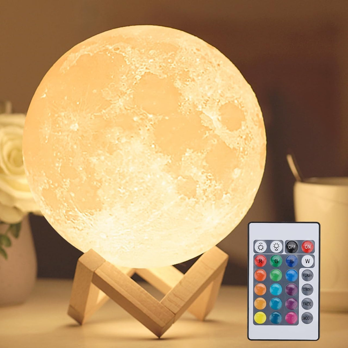 16-color moon lamp night light on a stand with the remote control