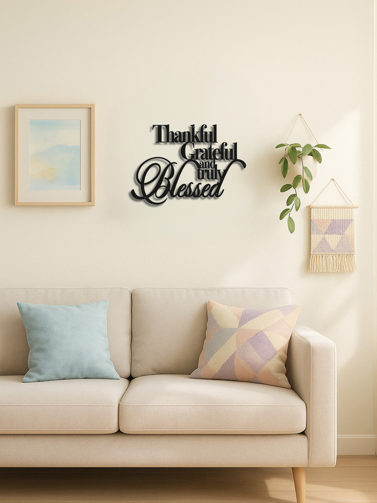 Thankful Grateful Blessed metal wall art - view 5 of 6