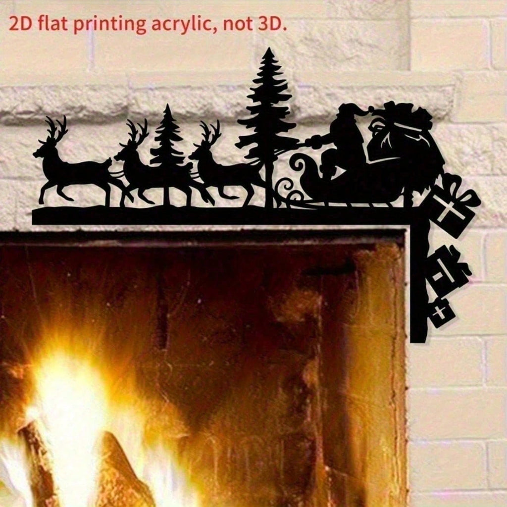 Santa Sleigh and Reindeer Metal Silhouette Door Topper