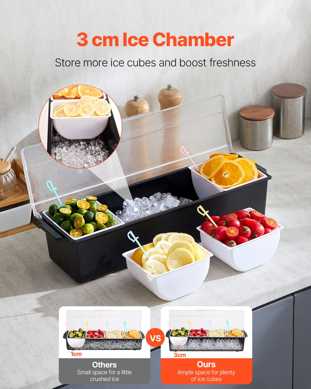Chilled Condiment Server with 4 Compartments and Lid - view 2