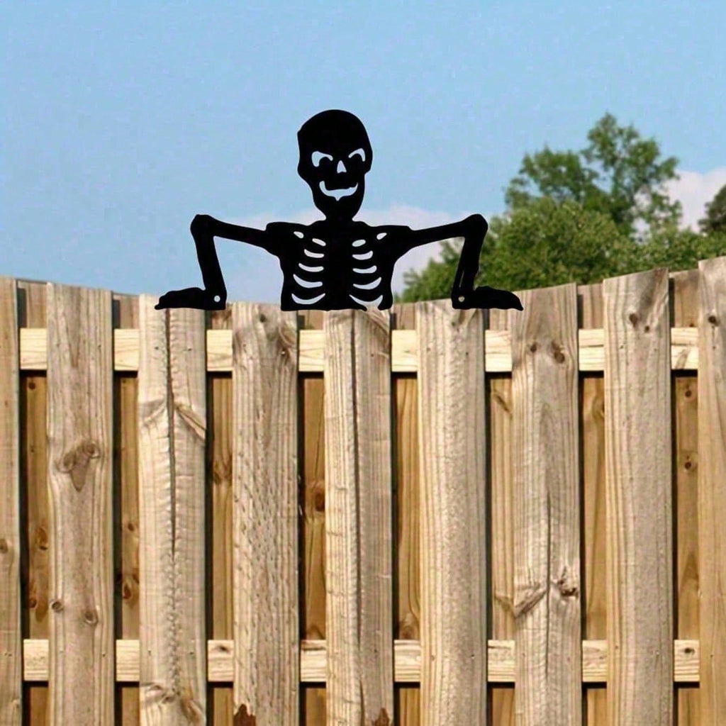 Peeking Skeleton Metal Silhouette Halloween Decor - view 2
