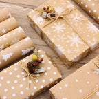 Kraft Christmas Wrapping Paper, Snowflake and Tree Prints - view 3
