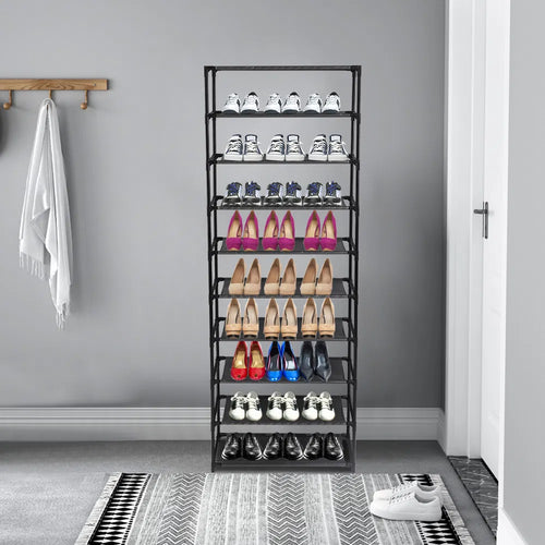 10-Tier Stackable Shoe Rack, Holds About 50 Pairs