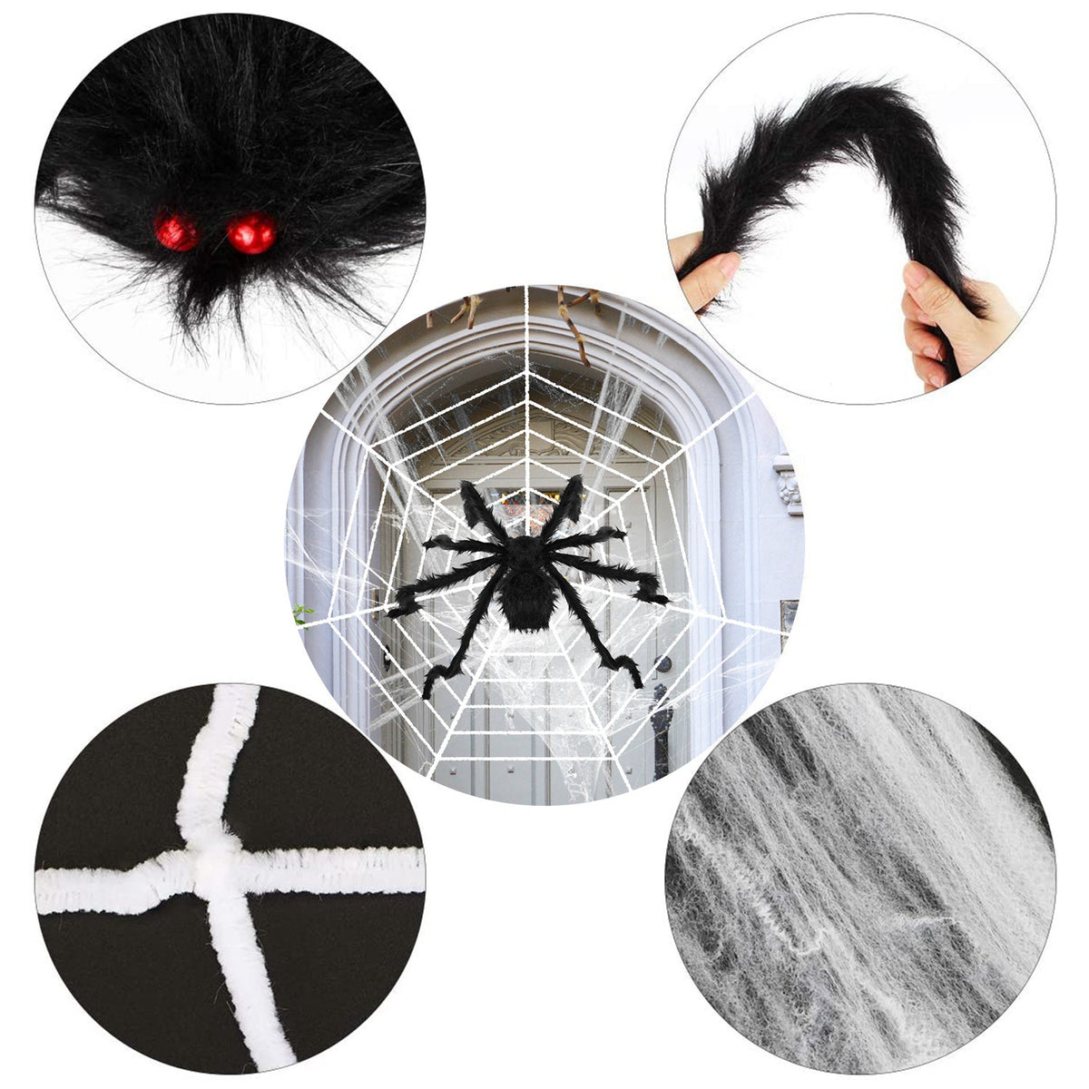 Giant 49 in Hairy Halloween Spider with Web - image 10