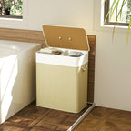 Double Bamboo Laundry Hamper with Lid, 2 Sections - view 8