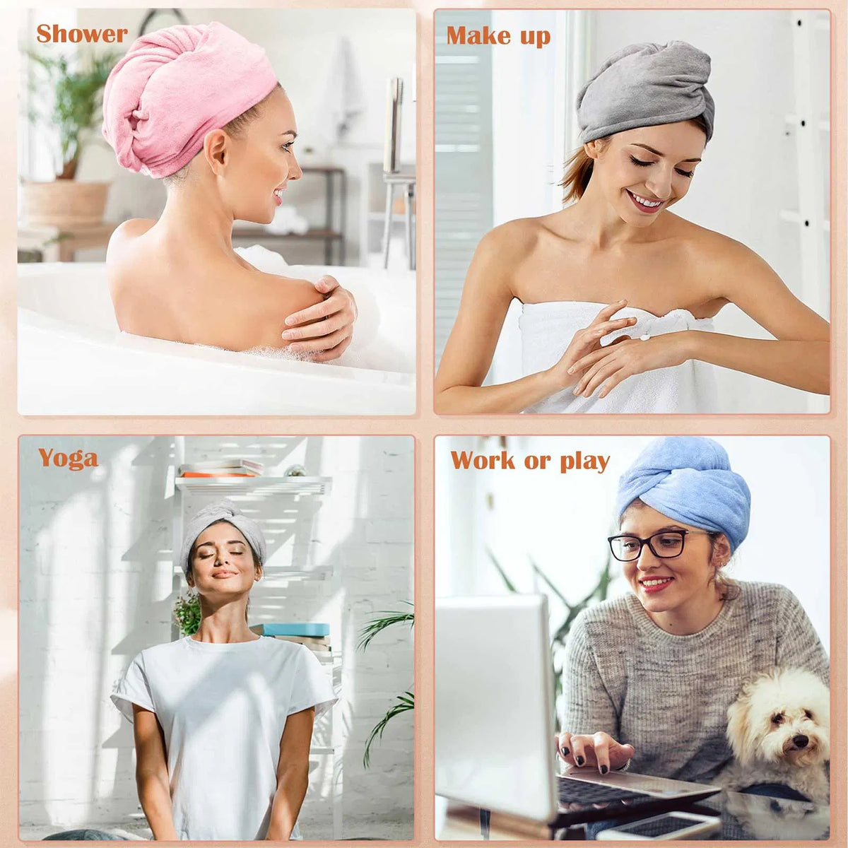 Microfiber Hair Towel Wraps, 3 Pack - image 3