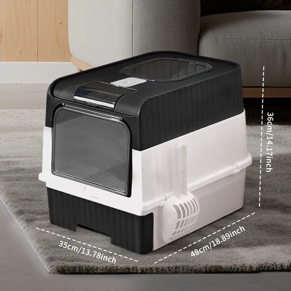 Enclosed Cat Litter Box with Top Entry and Pull-Out Drawer - view 2