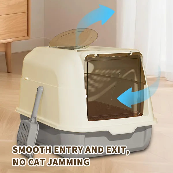 Extra Large Enclosed Cat Litter Box, Gray - image 5
