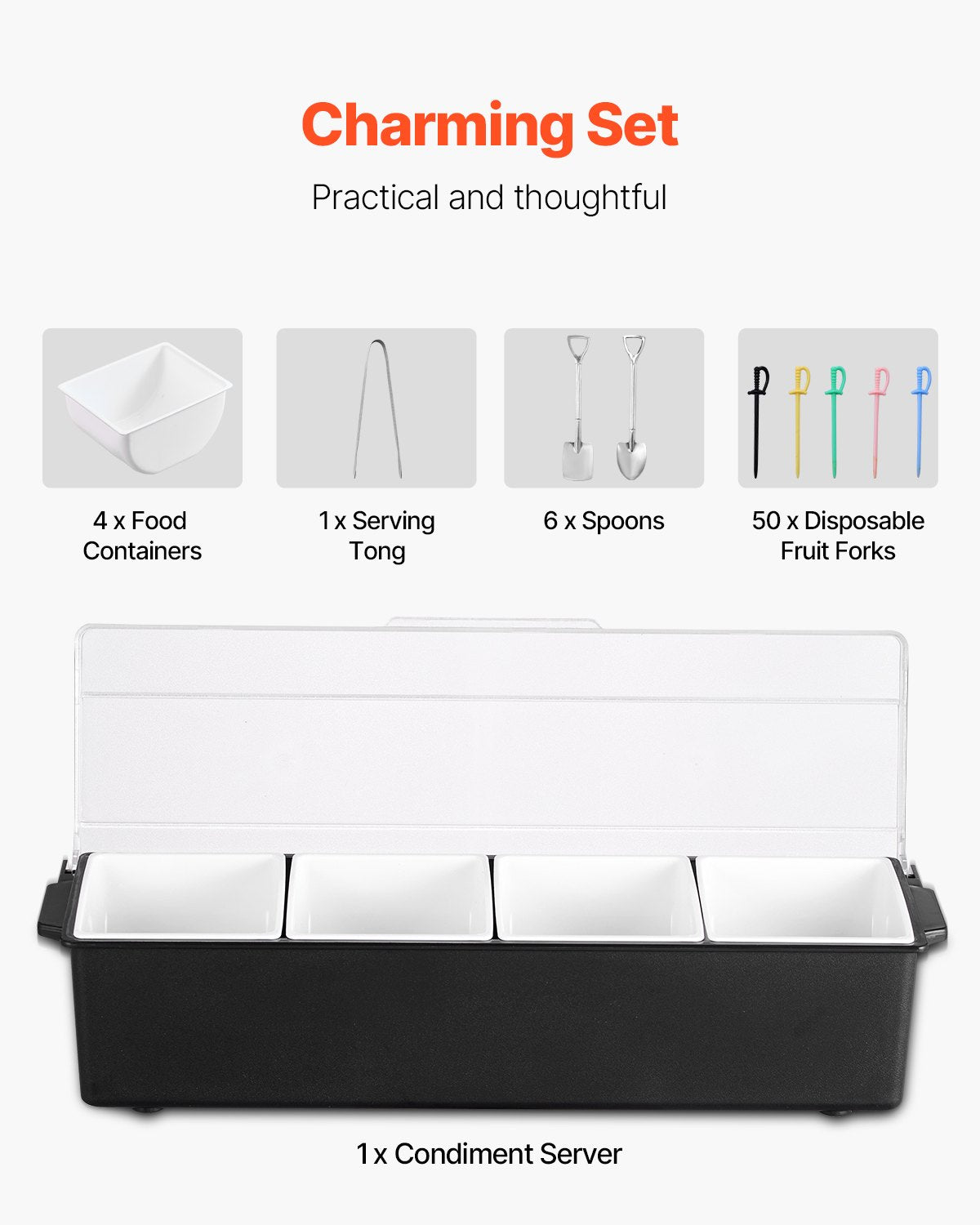 Chilled Condiment Server with 4 Compartments and Lid - view 5