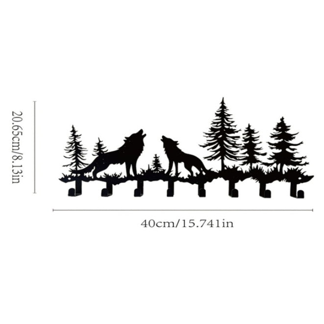 Wolf Metal Key Holder with Hooks