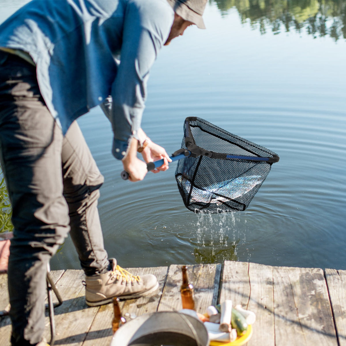 Foldable Fishing Landing Net with Aluminum Alloy Rod and EVA Handle - image 5