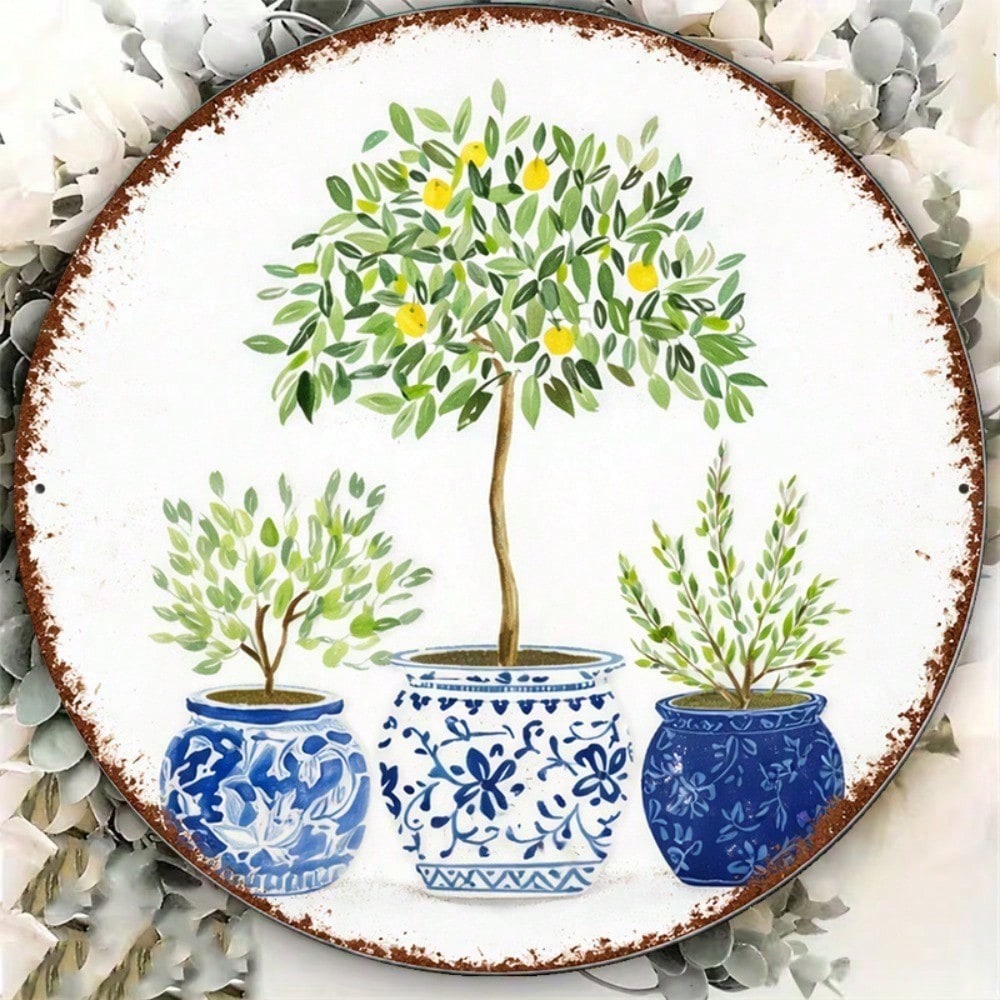 Vintage Lemon Tree Round Wall Sign - view 5