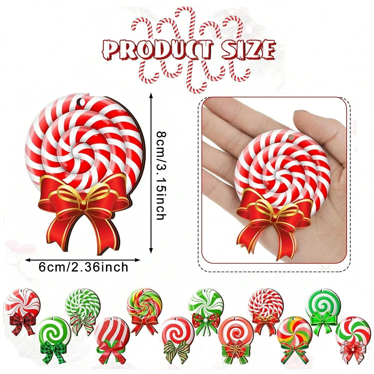 24 Peppermint Candy Christmas Ornaments - image 4