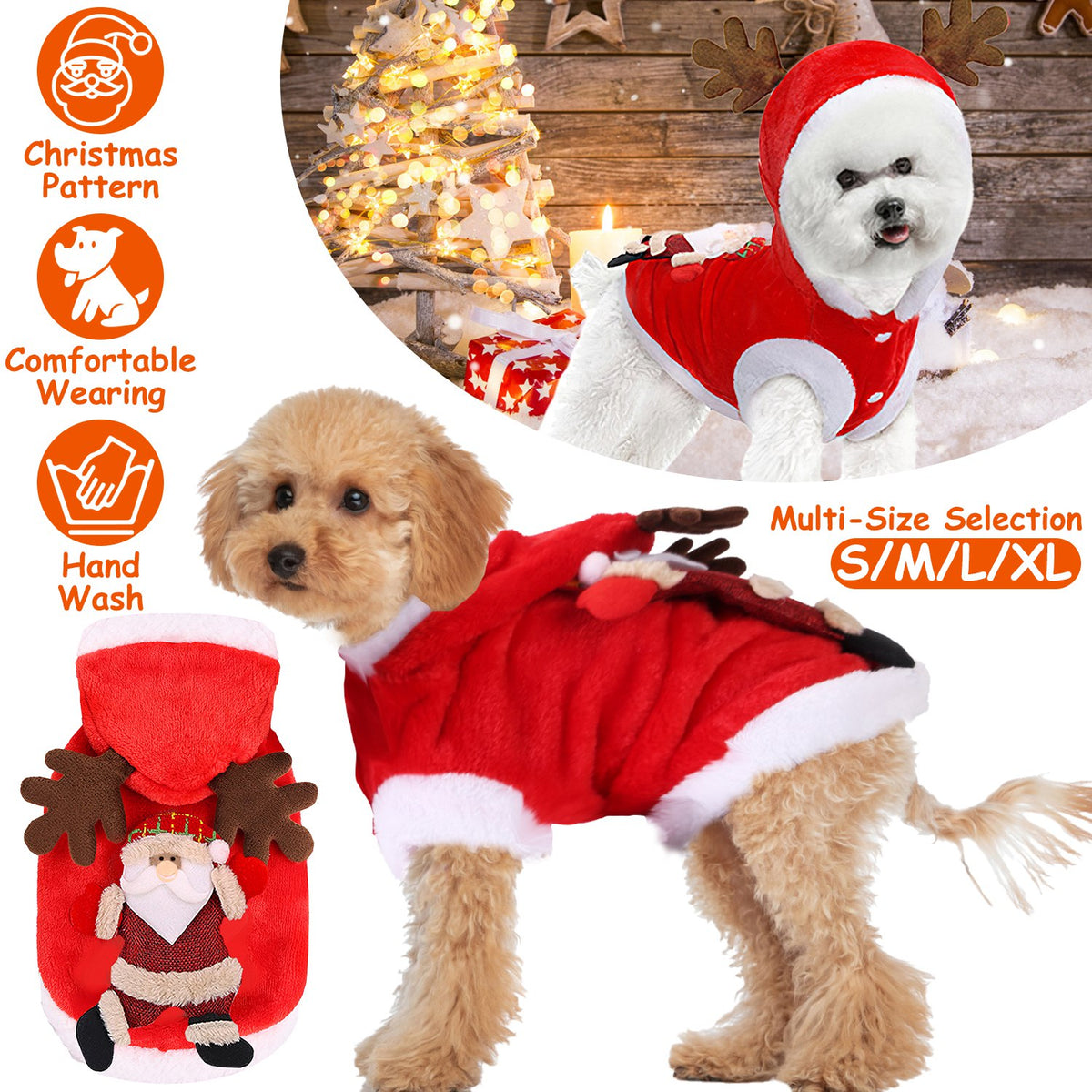 Pet Christmas Costume with Antlers