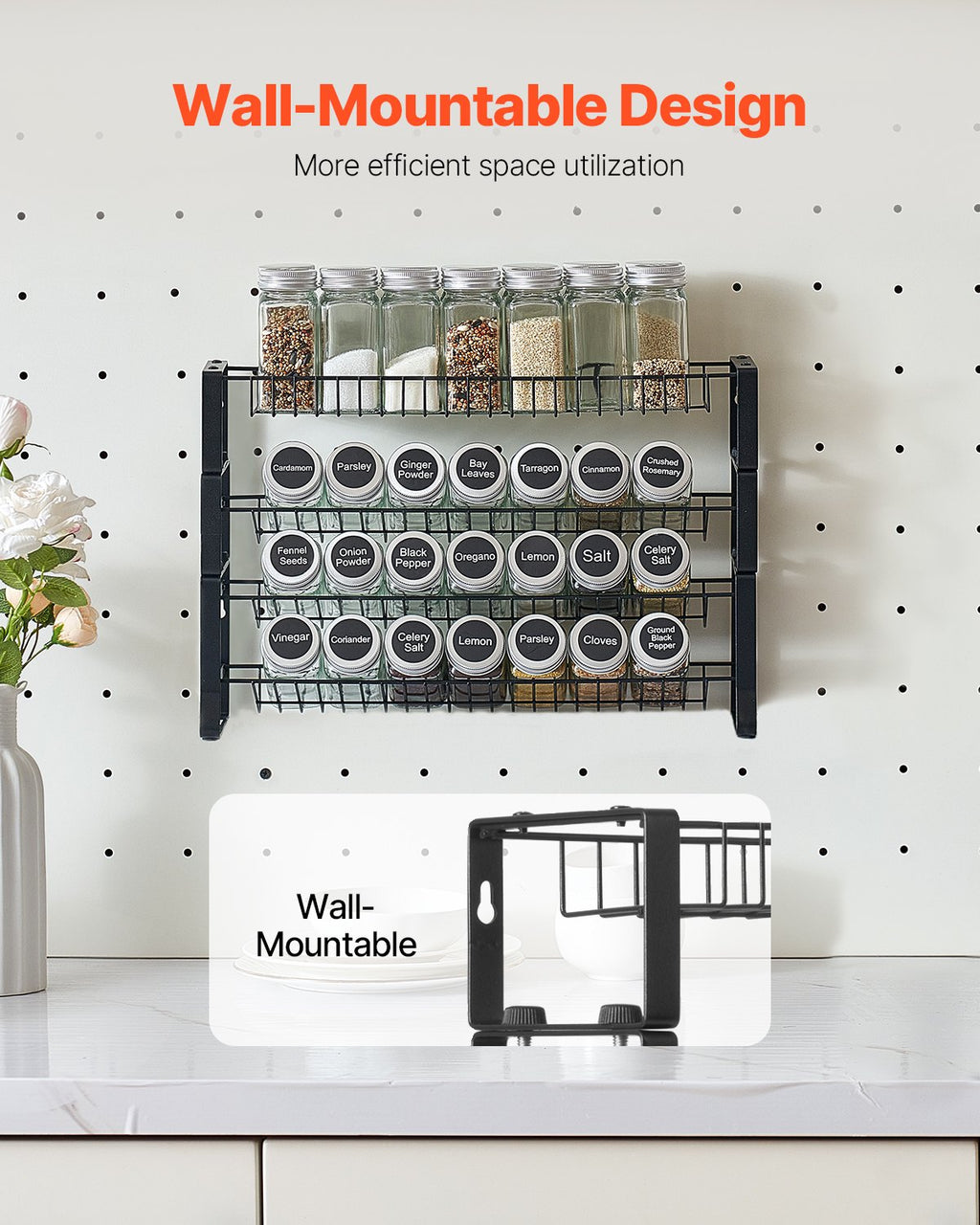 Black Metal Tiered Spice Rack Organizer - image 3