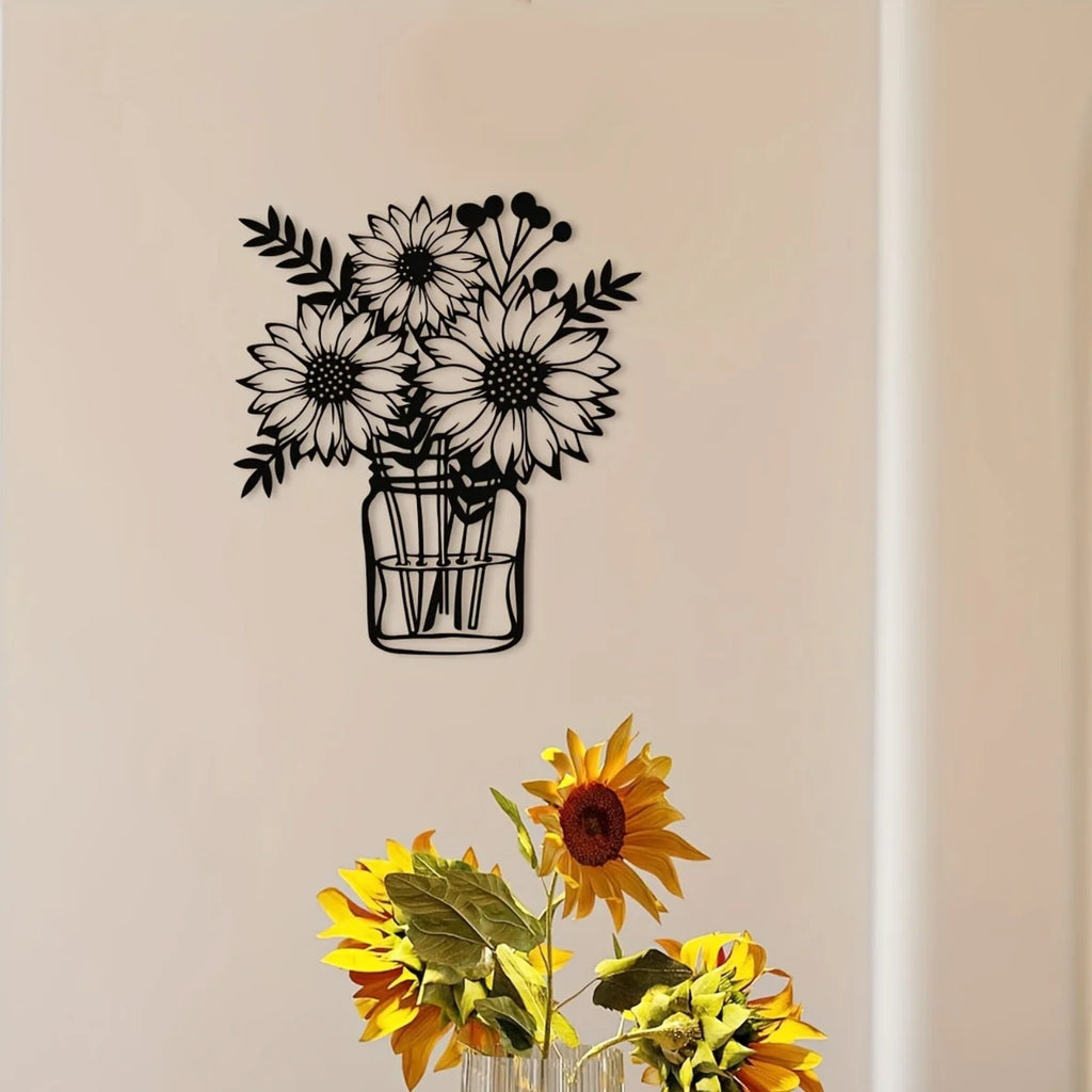 Sunflower Mason Jar Metal Wall Art - image 2