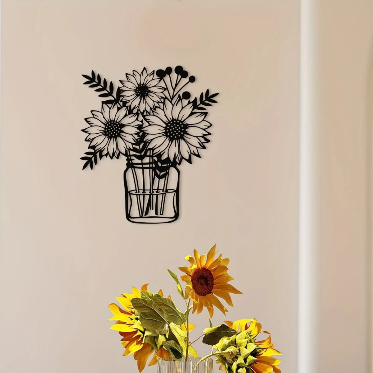 Sunflower Mason Jar Metal Wall Art - image 2