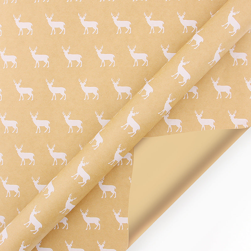 Kraft Christmas Wrapping Paper, Snowflake and Tree Prints - view 5