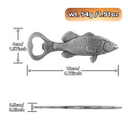 Dark Silver bass fish bottle opener size diagram, 4.72 in long, 54 g