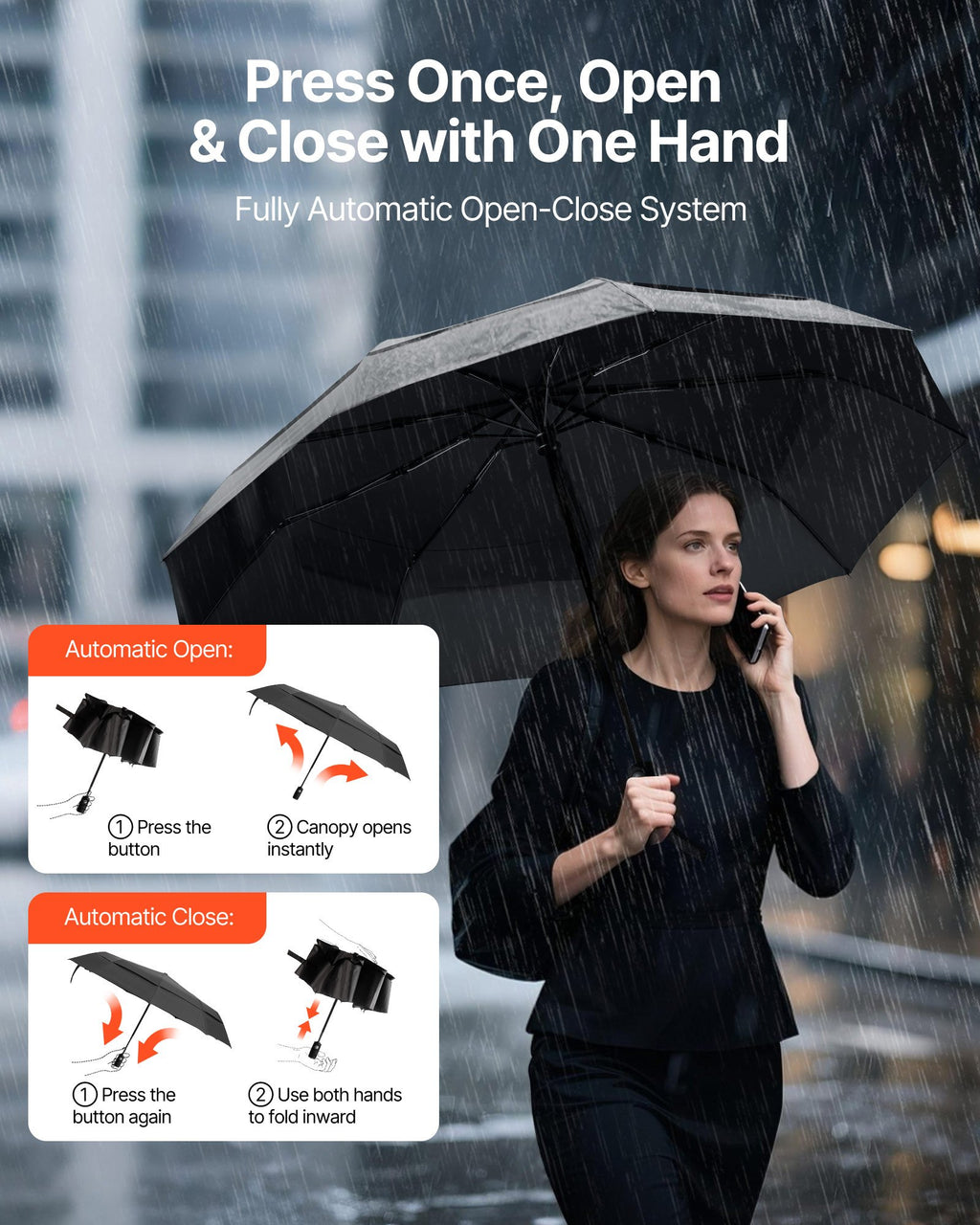42-Inch Compact Automatic Travel Umbrella - image 5