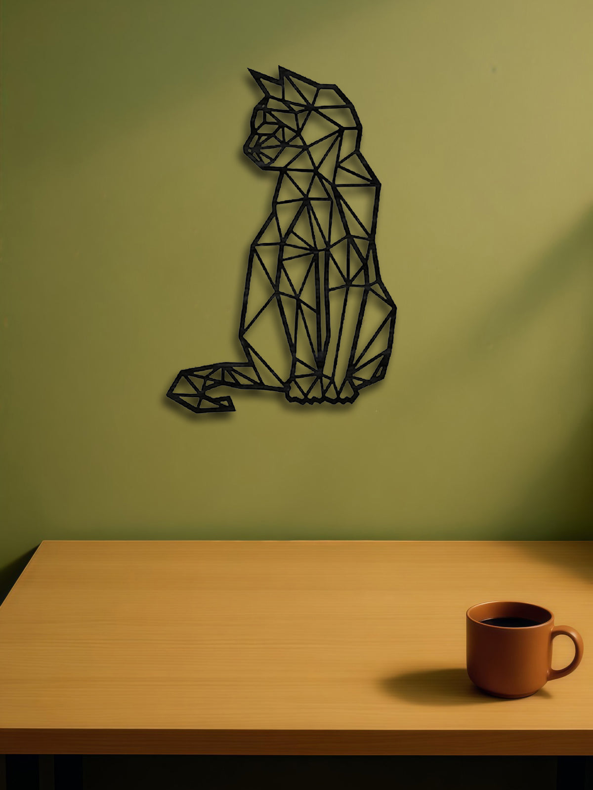 Geometric cat metal wall art - view 3 of 6
