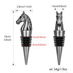 Dark Silver horse head wine stopper size diagram, 10 cm tall, 54 g